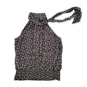 XXI FOREVER 21 Y2K Floral Halter Tie-Neck Blouse Size M